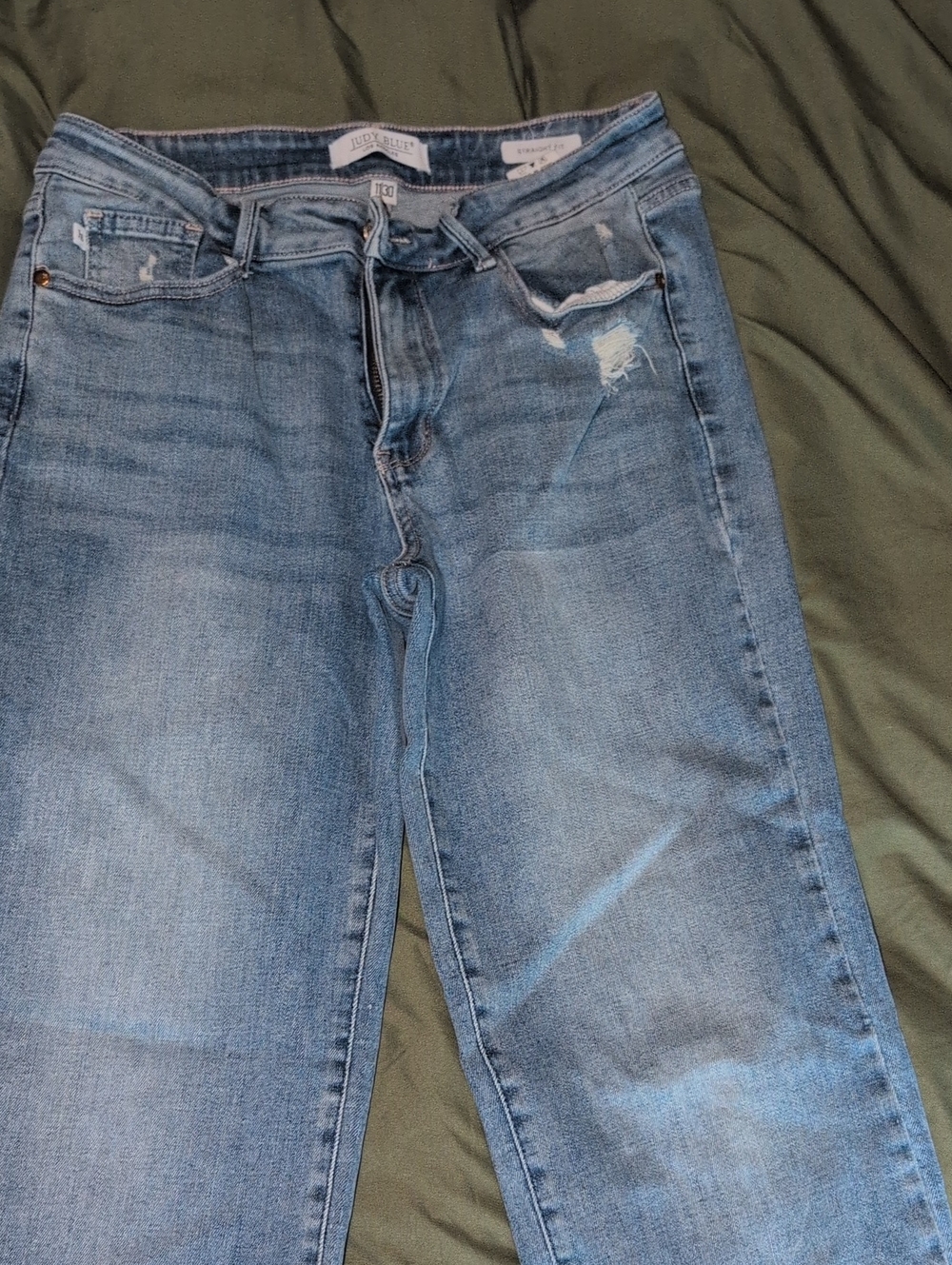 Judy Blue Medium Wash Straight Leg Jeans with Light Distressing